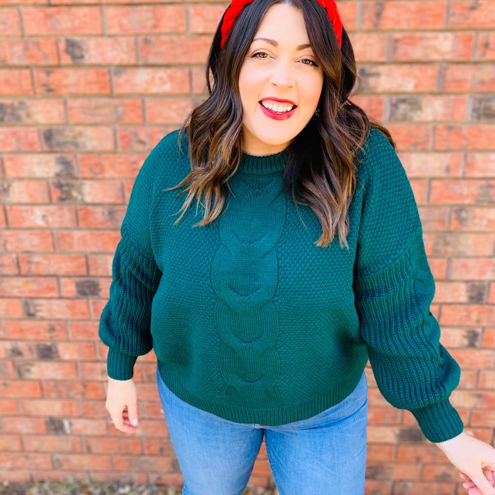 Chunky Knit Hunter Green Sweater